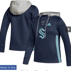 NHL Seattle Kraken adidas Women's Skate Lace Primeblue Team Pullover Hoodie XS